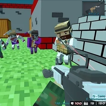 Shooting Zombie Blocky combat Warfare